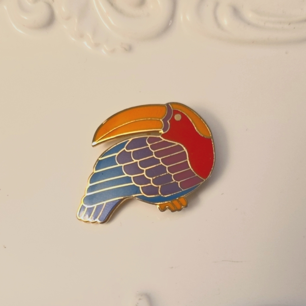 Laurel Burch Colorful Toucan Brooch Vintage